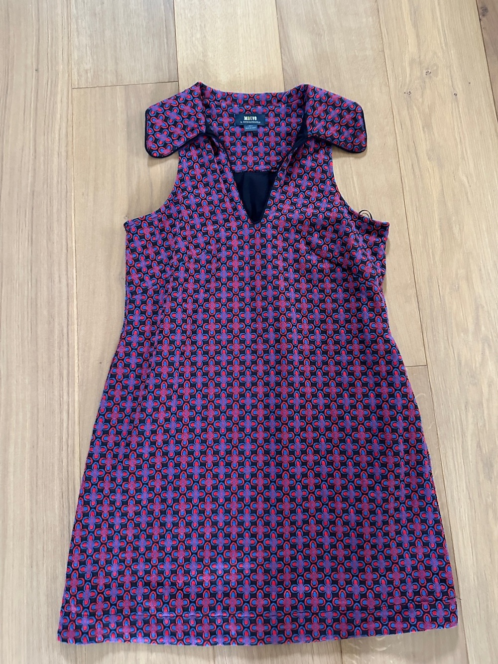 MAEVE by Anthropologie Sleeveless V-Neck Patterned Dress Size Med Petite